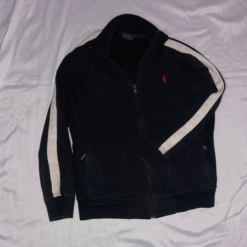 Black Vintage Polo Zip Up
